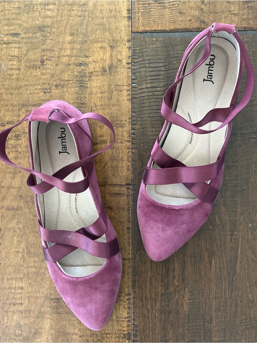 Jambu Rumson Too burgundy Merlot suede leather ballet flats Sz 9.5